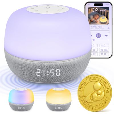 2025 Mom's Choice Awards | Sound Machine Baby White Noise Machine with Sunrise Alarm Clock & App Control 360 RGB Night Light, Sleep Soother for Adults & Kids, Newborn Essentials Shower Gift