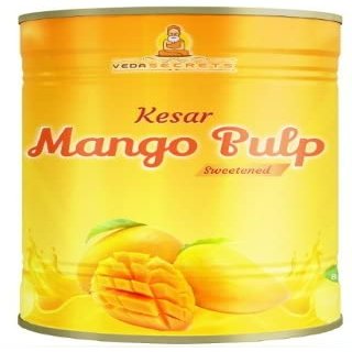 VedaSecrets Mango Pulp Puree - Kesar (Sweetened) 800Gm ~ All Natural | NON-GMO | Vegan | Gluten Friendly - Used in Preparing Mango Smoothies, Green tea, milkshake, lassi, juice