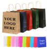 Lsoiapk Custom 25 50 100 Paper Gift Bags with Handles,Personalized Retail Kraft Paper Bags with Logo,Party Favor Thank You Bag for Birthday,Baby Shower,Small Business (Small, 15x8x21cm) view 1