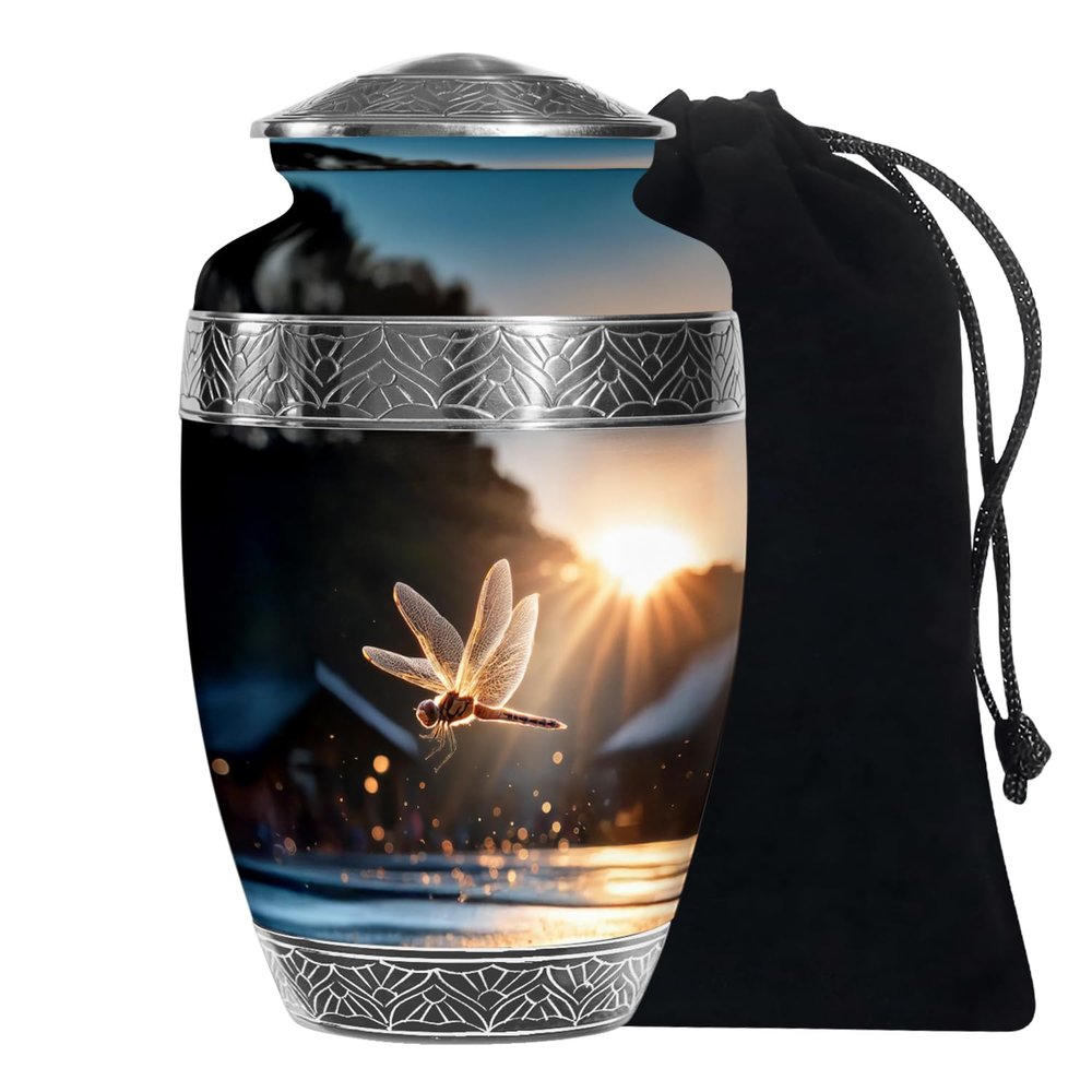 Large Sunset Dragonfly Urns for Human AshesAdult Female & Male - Cremation Urn for Human Ashes - Memorial Funeral Ashes - 10 Inch