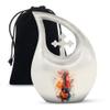 JAGLASH Guitar Cremation Urns for Adult Ashes Women - Large White Memorial Urns for Adult Male - Cross Drop Funeral Urn for Human Ashes - Burial Urn for Mother & Father 10 Inch view 1