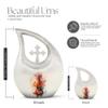 JAGLASH Guitar Cremation Urns for Adult Ashes Women - Large White Memorial Urns for Adult Male - Cross Drop Funeral Urn for Human Ashes - Burial Urn for Mother & Father 10 Inch view 2