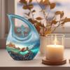 JAGLASH Custom Turtle Funeral Urn for Ashes for Women - Blue Memorial Urns for Adult Male - Large Ocean Cremation Urn for Mother & Father - Burial Human Urns for Ashes Adult Female 10 Inch view 3