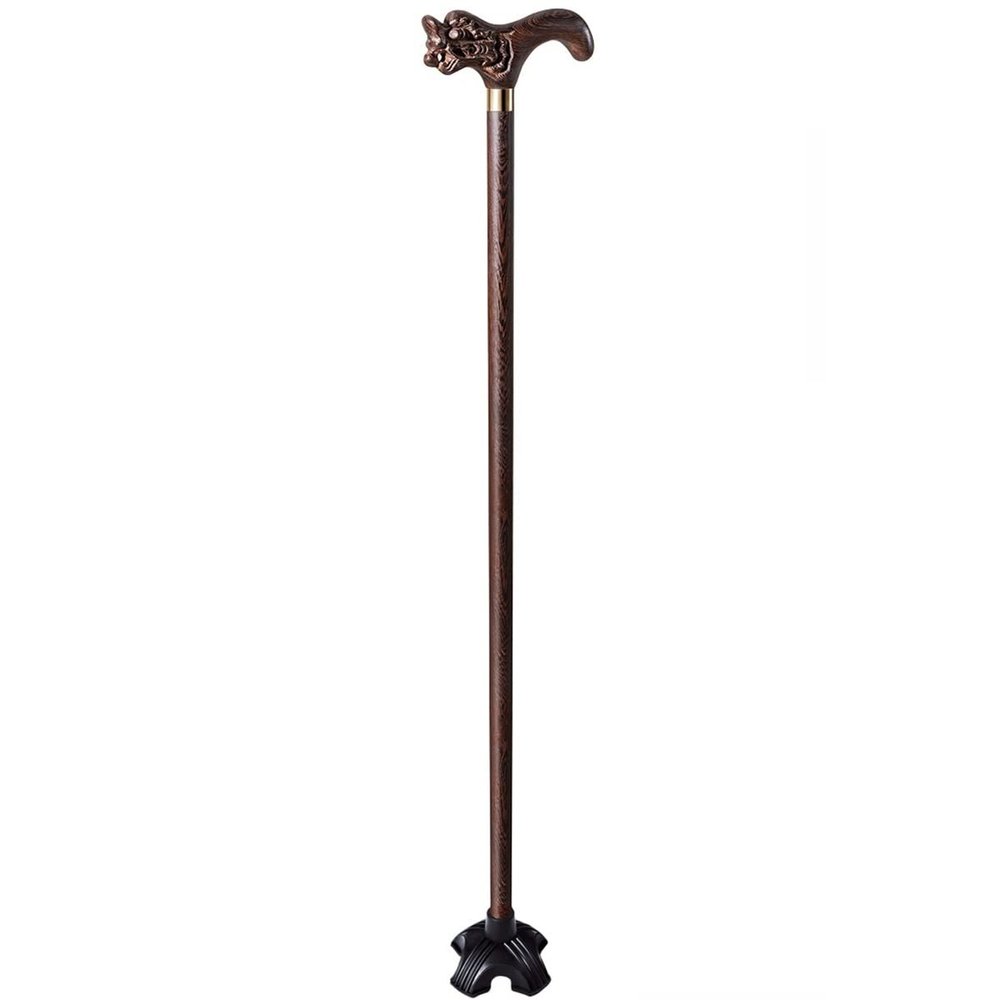 Walking Sticks with Small 4 Feet Base,Beech Wood Wooden Cane for Elderly Men and Women Handmade Solid Wood Sticks