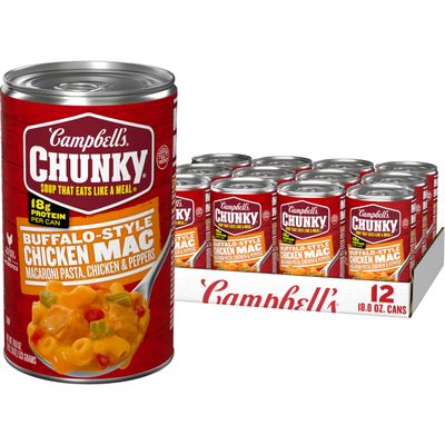 Campbells Chunky Buffalo-Style Chicken Mac Soup, 18.8 oz Can (12 Pack)