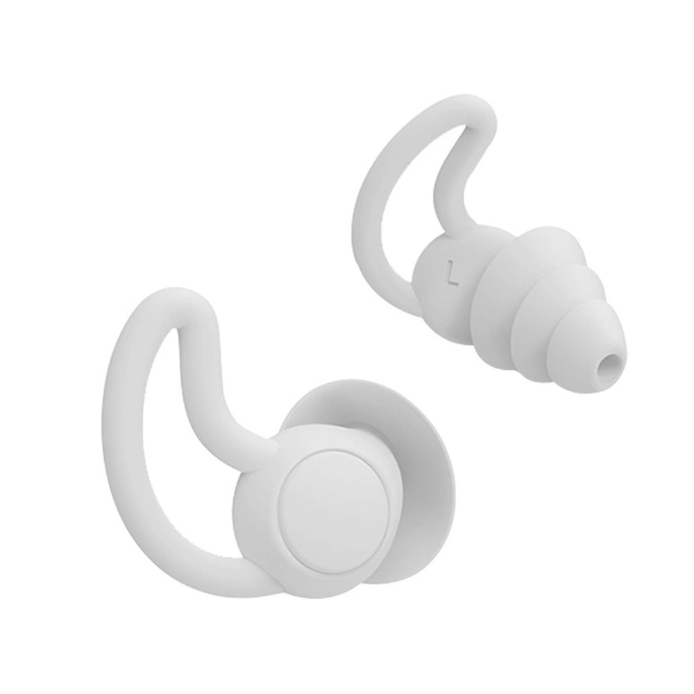 1 Pair,Silicone Earplugs, Noise Reduction Earplugs, Washable Hearing Protection(White)