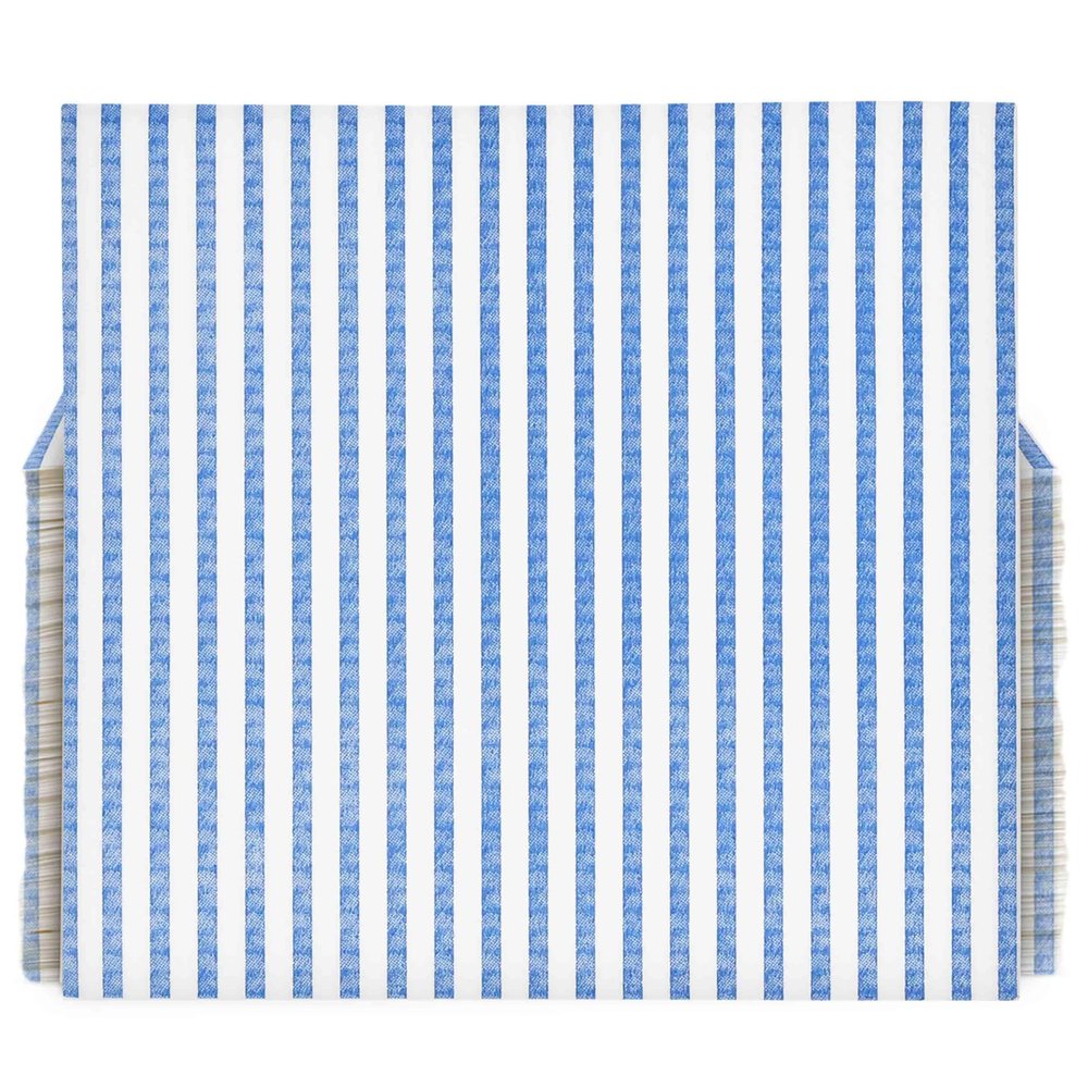 100 Pcs Blue & White Stripe Cocktail Beverage Napkins Disposable Paper Thin Striped Dessert Napkin for Birthday Baby Shower Party Supplies Decor