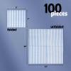 100 Pcs Blue & White Stripe Cocktail Beverage Napkins Disposable Paper Thin Striped Dessert Napkin for Birthday Baby Shower Party Supplies Decor view 2