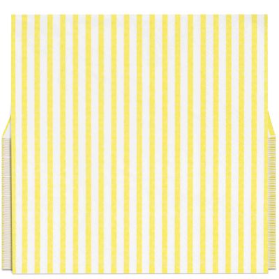 100 Pcs Yellow & White Stripe Cocktail Beverage Napkins Disposable Paper Thin Striped Dessert Napkin for Birthday Baby Shower Party Supplies Decor