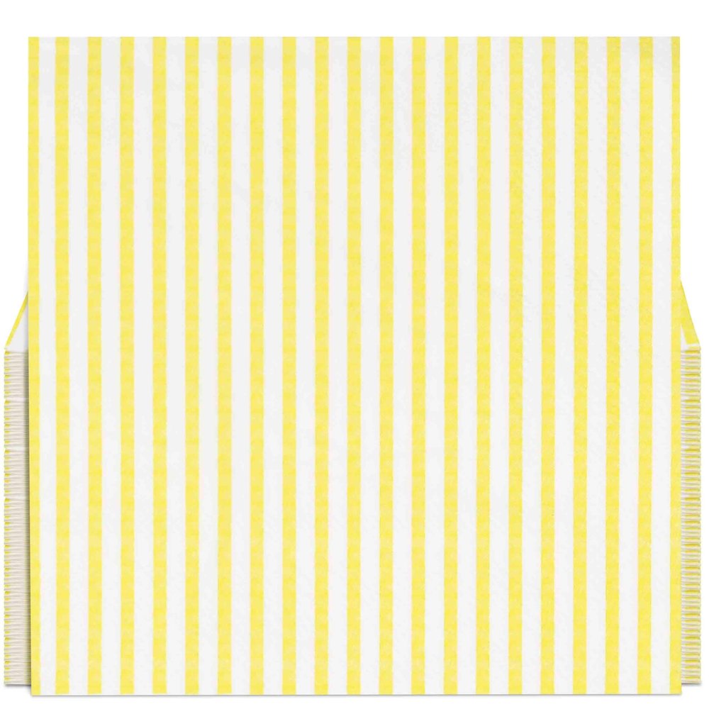 100 Pcs Yellow & White Stripe Cocktail Beverage Napkins Disposable Paper Thin Striped Dessert Napkin for Birthday Baby Shower Party Supplies Decor
