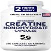 American Research Supplements Creatine Monohydrate Capsules 5G, 60 Servings, Micronized Creatine Pills for Men and Women, 4 Caps per Serving view 1