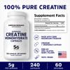 American Research Supplements Creatine Monohydrate Capsules 5G, 60 Servings, Micronized Creatine Pills for Men and Women, 4 Caps per Serving view 3