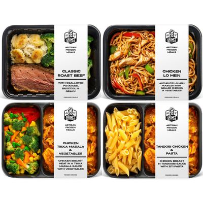 Grumpy Butcher Chef-Crafted Gourmet Meals Sampler: World Flavors, 4-pack (12 15 oz each) Premium Prepared Meals & Entrees