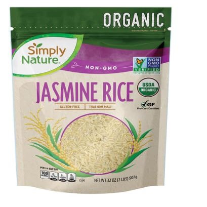 1 Bag Non Gmo Organic Jasmine Rice - 32 oz (908g)