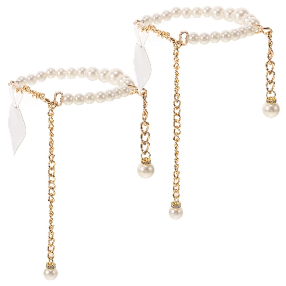 Healeved Pearl Beaded Shoelaces for High Heels Detachable Shoe Straps Adhesive Heel Cushion Shoe Lace Accessories