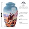 Cowboys Adult Cremation Funeral Urn for Human Ashes, Keepsake Memorial Gift, Handcrafted Small Urns for Ash Container, Combo, Blue (10 Inch & 3 Inch Mini Set of 3) view 2