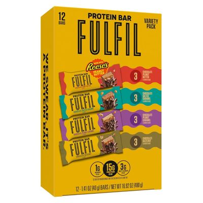 FULFIL Protein Snack Bars, Best Sellers Variety Pack, Gluten Free with 15g Protein, Pantry Staples, 12 Count