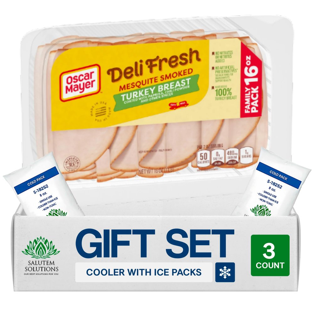 Salutem Vita Rotisserie Seasoned Sliced Chicken Breast Deli Lunch Meat, Gift Set Pack of 3