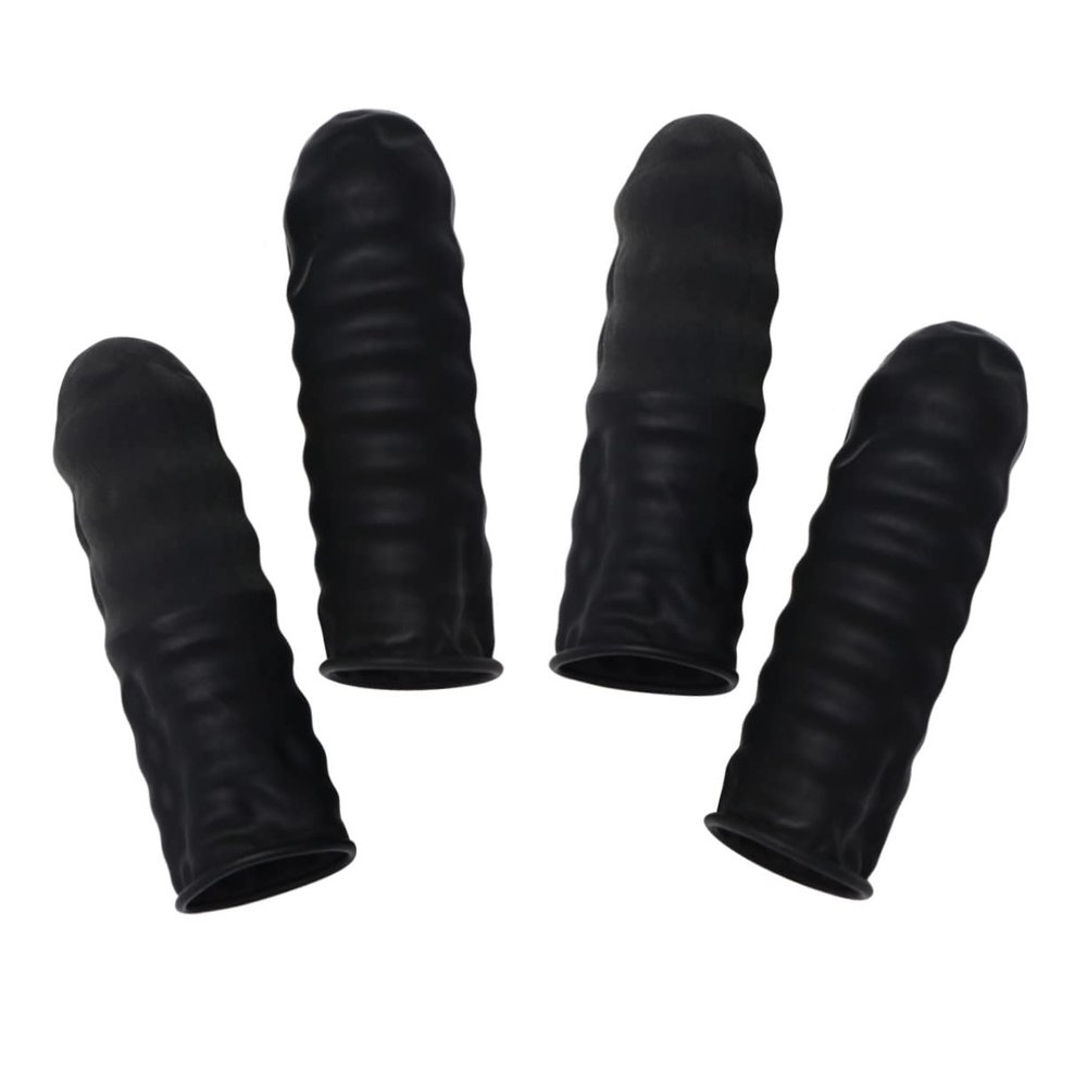 HOUDERCO Anti-Static Finger Covers 1000pcs Black Protective Latex Fingertip Covers for Workshops and Factories Dull Polish Design for Enhanced Grip and Safety
