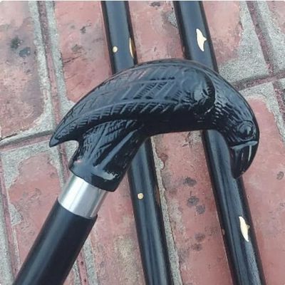 Antique Black Walking Stick Crow Raven | Walking Cane | Best Walking Cane | Best Gift 37 Inch
