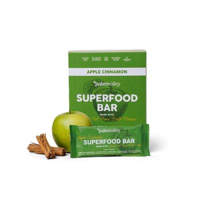 Paleovalley Superfood Bars Apple Cinnamon 12 Pack 9g Protein per Bar Gluten-Free, Grain-Free, Paleo, Non-GMO On-the-Go Snack