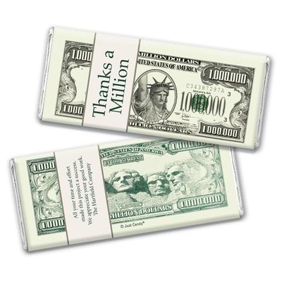 36ct Custom Thanks A Million Chocolate Bar Gifts In Bulk - Silver Foil
