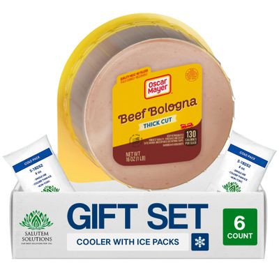 Salutem Vita Thick Cut Beef Bologna Deli Lunch Meat, Gift Set Pack of 6