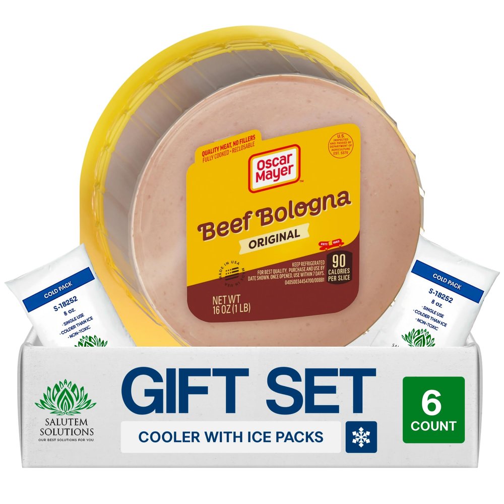 Salutem Vita Beef Bologna Deli Lunch Meat, Gift Set Pack of 6