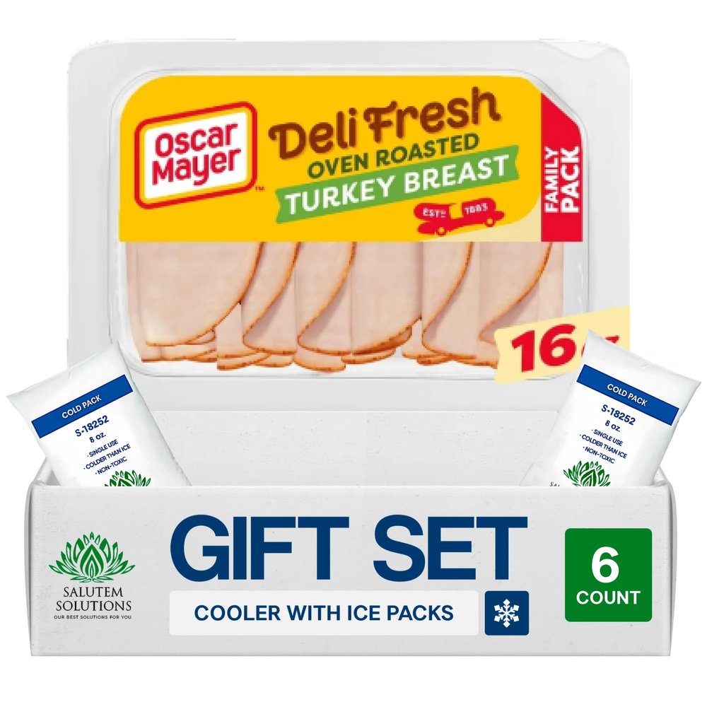 Salutem Vita Oven Roasted Sliced Turkey Breast Deli Lunch Meat, Gift Set Pack of 6