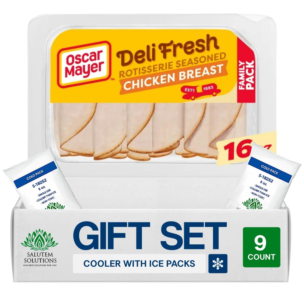 Salutem Vita Rotisserie Seasoned Sliced Chicken Breast Deli Lunch Meat, Gift Set: Pack of 9