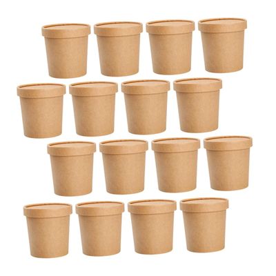 Vaguelly 50sets Disposable Soup Bowls Lids Paper Soup Cups for Hot Foods Porridge and Ice and Convenient Food Containers