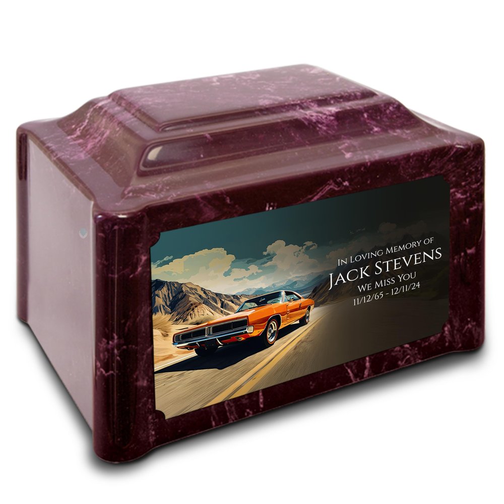 GetUrns Devotion Summer Rose Adult Cremation Urn for Human Ashes I Classic Car Cultured Marble Urns for Male and Female I 200lbs