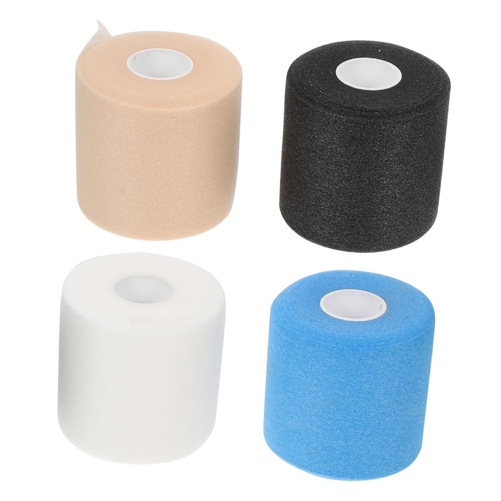 Outanaya 4rolls Elastic Sports Prewrap Bandages Shock-Absorption Skin Protective Wraps Skin Tone for Joint Support During Running Swimming and Workouts