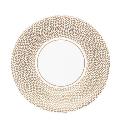 EcoQuality 8.5 Inch Gold Round Salad Paper Plate Disposable Elegant Plates for Salads, Appetizers, Catering, Weddings, Parties, Events, and Buffets Premium Paper Dinnerware (324)