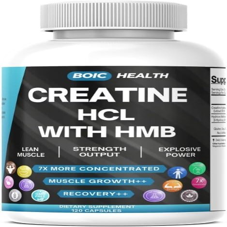 BOIC Creatine HCL + HMB Capsules | 410mg HMB per Serving & 1250mg Creatine Hydrochloride | Performance Formula & Ultra-Pure Strength | No Bloating, Highly Soluble 120 Capsules