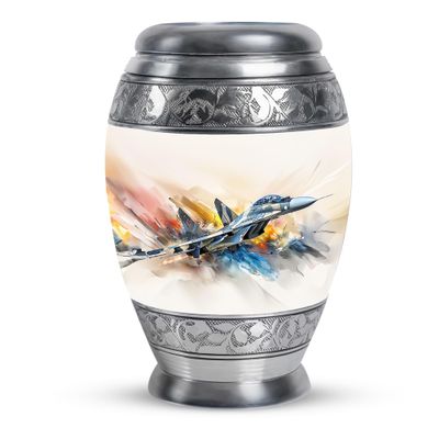 KARYLIZ Airplane Funeral Urns for Adult Ashes Men - White Cremation Urns for Human Adult Female - Large Funeral Cremated Ashes Holder - Ash Urn for Husband and Wife Holds 200 Cubic 10 Inch