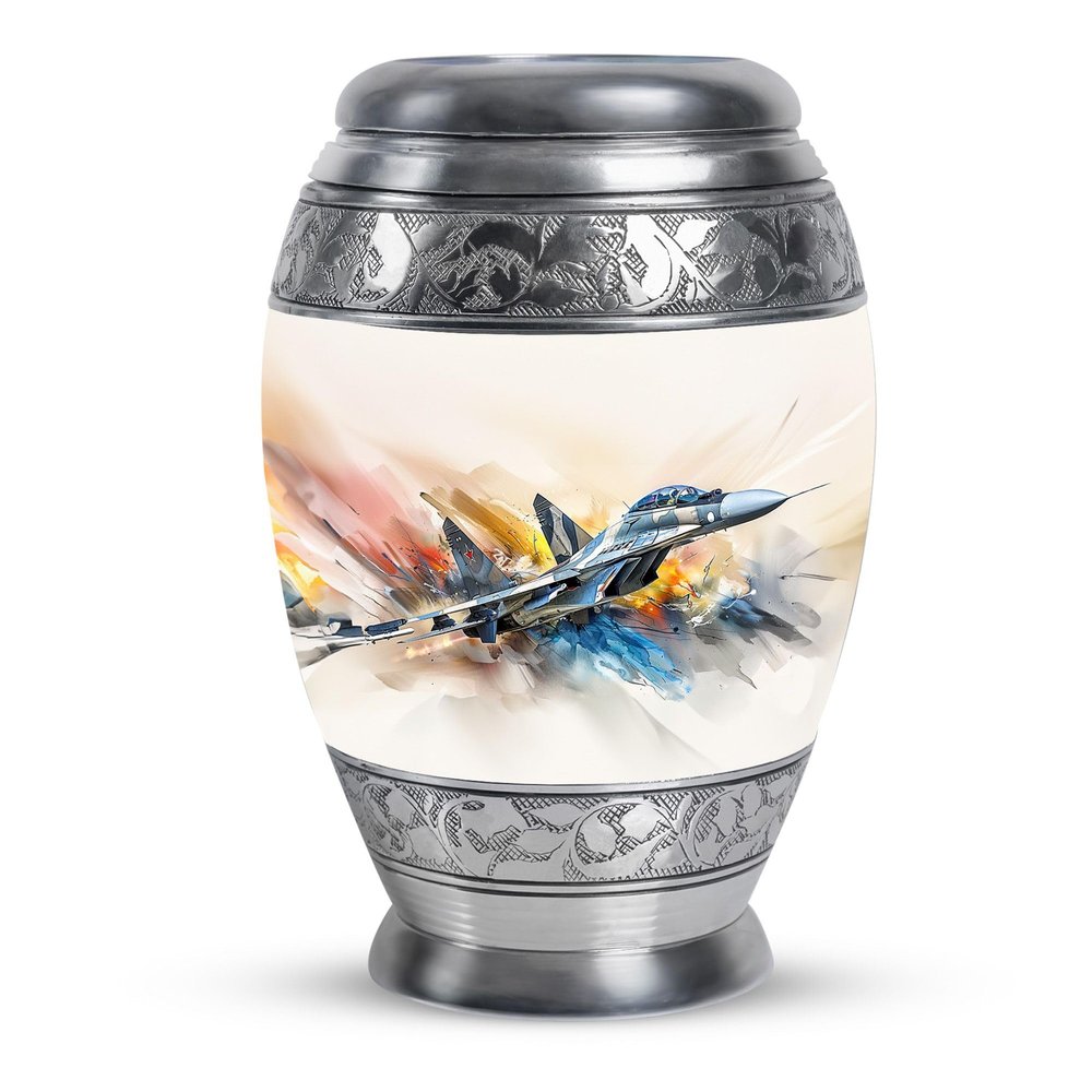 KARYLIZ Airplane Funeral Urns for Adult Ashes Men - White Cremation Urns for Human Adult Female - Large Funeral Cremated Ashes Holder - Ash Urn for Husband and Wife Holds 200 Cubic 10 Inch