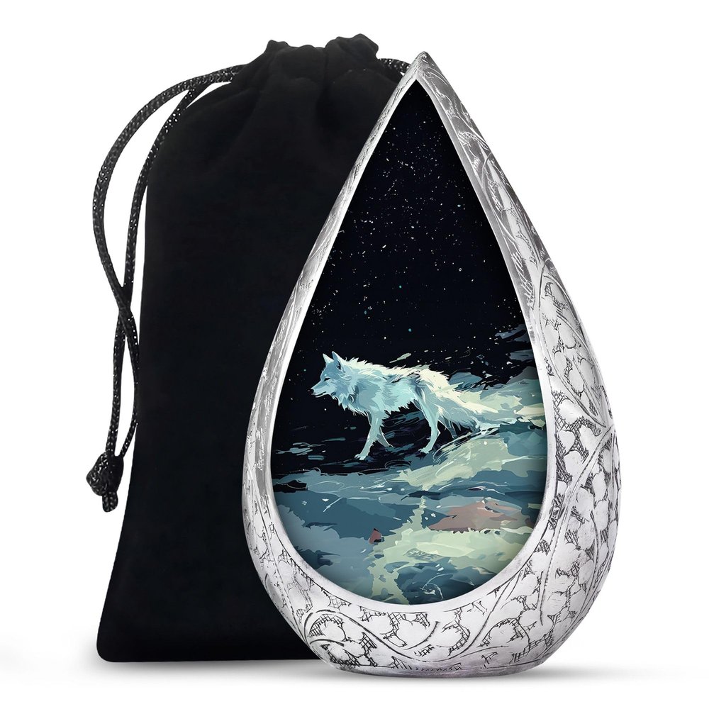 Remembrate Wolf Large Cremation Urns for Human Ashes - Burial Funeral Urn for Ashes for Women & Men - Cremains Holder - Decorative Remembrance Gift for Loss of Dad & Mon (10 Inch)
