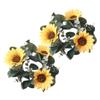 DECHOUS 2pcs Artificial Sunflower and Eucalyptus Candle Wreaths for Spring Table Centerpieces Lifelike Floral Decor for Weddings and Home view 1