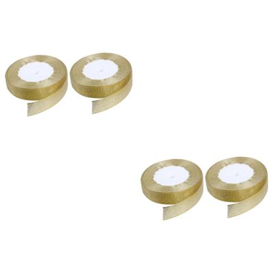 jojofuny 4rolls Gold Decorative Ribbons for Wrapping of Gold Packing Ribbon for Crafts Cakes and Scrapbooking Decorations