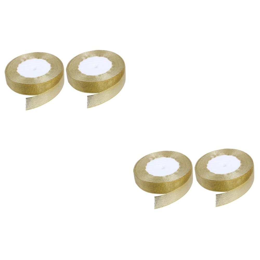 jojofuny 4rolls Gold Decorative Ribbons for Wrapping of Gold Packing Ribbon for Crafts Cakes and Scrapbooking Decorations