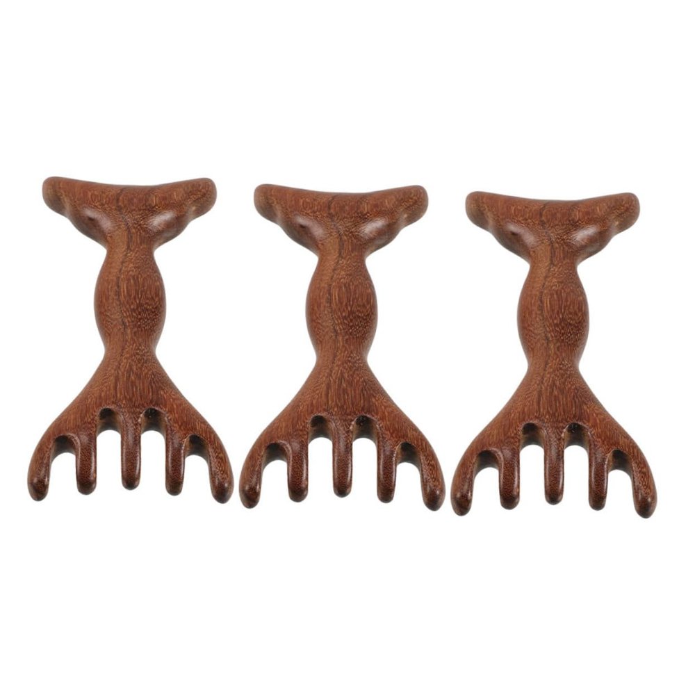 Didiseaon 3pcs Wooden Scalp Massager Comb Dual Gua Sha Tool with Wide Tooth Design for Scalp Care and Relaxation Portable and Lightweight for Hair Growth and Stress Relief