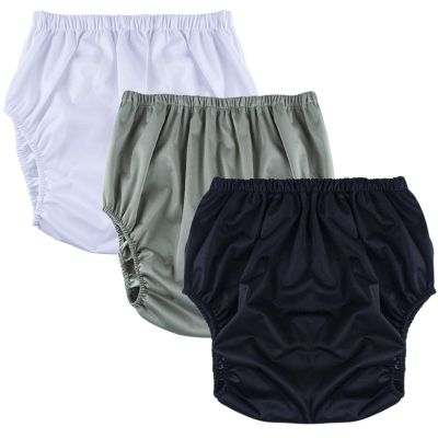 Adult Cloth Diaper Cover,Adult Diaper Cover Waterproof Washable and Reusable Leakproof Diapers Panties for Incontinence Adults(White+Gray+Black,Medium)