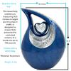 Elegant Blue Cremation Urn with Velvet Bag - Personalized Teardrop Urns for Adults - Memorial and Burial Use view 2