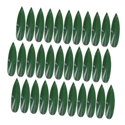 Amosfun 100pcs Leaves Decor Sushi Plate Ornament Bamboo Leaves Sashimi Dish for Sushi Making