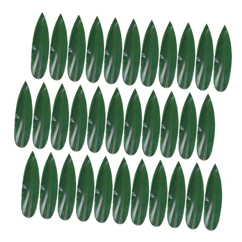 Amosfun 100pcs Leaves Decor Sushi Plate Ornament Bamboo Leaves Sashimi Dish for Sushi Making