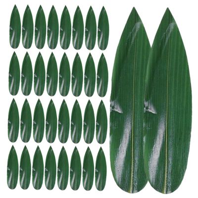 COLLBATH 100pcs Bamboo Leaves Sashimi Decor Mats Sushi Dish Adornments for Japanese Cuisine