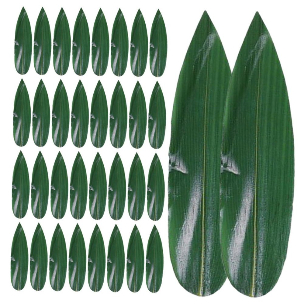 COLLBATH 100pcs Bamboo Leaves Sashimi Decor Mats Sushi Dish Adornments for Japanese Cuisine