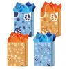 16 Pcs Blue Dog Party Favor Bags with 20 Sheets Tissue Paper, Cartoon Puppy Paw Theme Patterns Gift Bags with Handles, Kraft Goodie Candy Treat Bags for Happy Birthday Baby Shower Supplies Decoration view 1