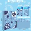 16 Pcs Blue Dog Party Favor Bags with 20 Sheets Tissue Paper, Cartoon Puppy Paw Theme Patterns Gift Bags with Handles, Kraft Goodie Candy Treat Bags for Happy Birthday Baby Shower Supplies Decoration view 2